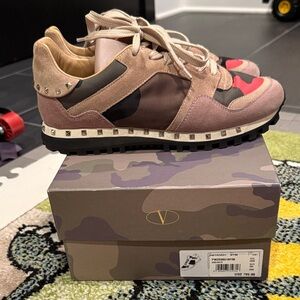 Valentino Pink and Brown Camouflage Sneakers